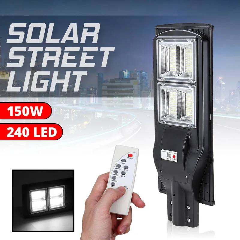 

150W 240 LED Solar Street Light Waterproof Outdoor Garden Wall Timer Lamp Radar Sensing Remote Control Light for Villas Gardens