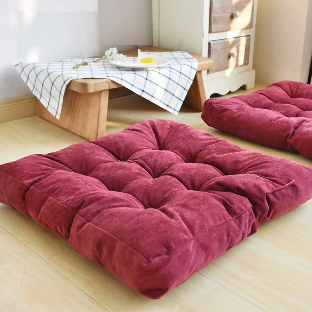 Большая Вельветовая Подушка для стула, утолщенная противоскользящая хлопковая подушка для сиденья, зимняя подушка, подушка для офиса, спальни, домашнего декора 55*55 см - Цвет: Red