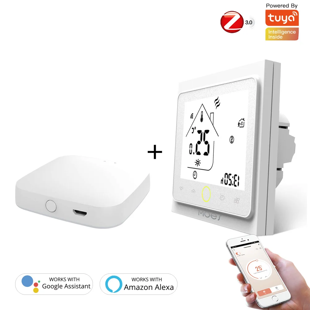 ZigBee Smart Thermostat Temperature Controller Hub Required Water/Electric floor Heating Water/Gas Boiler with Alexa Google Home