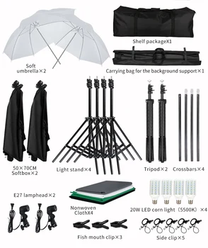 2Mx3M/6.5ftx9.8ft Background Support System 20W 5500K Photo Studio Set Podcast Equipment Photography Accessories Tools Complete 6