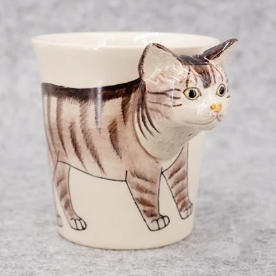 Tabby cat Скандинавский стиль 3D кошка керамическая кружка Женская милая пара креативная индивидуальность ручная роспись чашка подарок на день рождения детская комната украшение - Цвет: Tabby cat