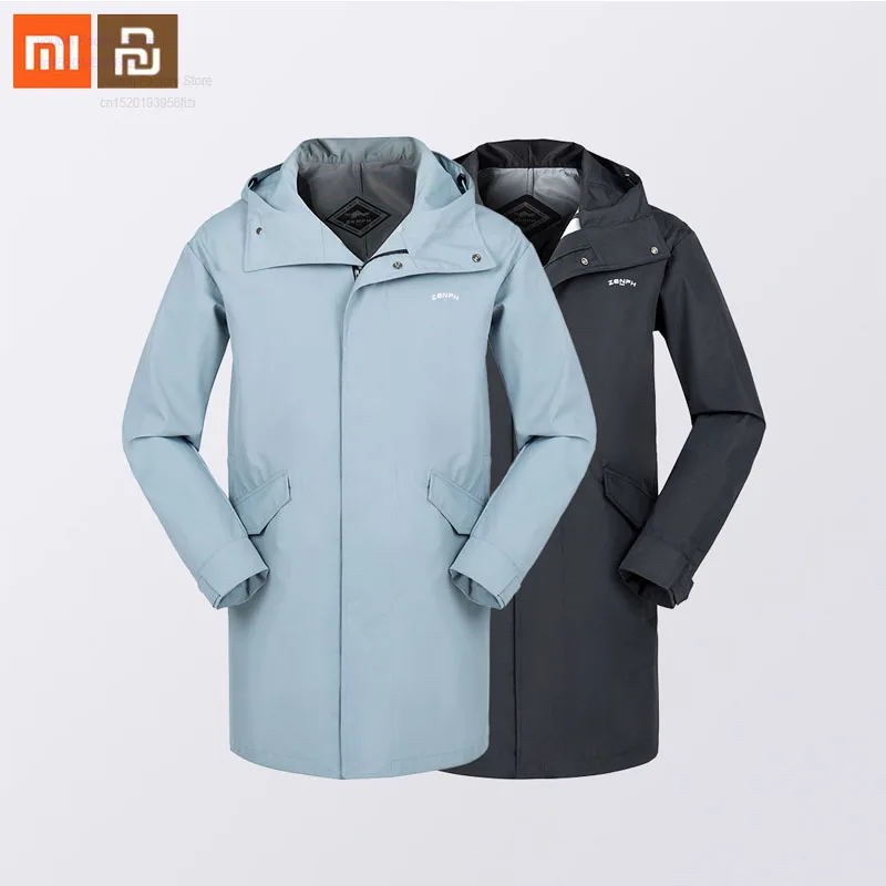Xiaomi mijia Спортивная повседневная ветрозащитная Водонепроницаемая длинная куртка ветровки пара свободная талия с капюшоном для мужчин и женщин осеннее пальто