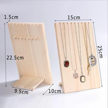 

Unfinished Wood Jewelry Necklace Pendant Display Stand Holder Rack 9 Hooks for Necklace Pendant Chain Bracelet-ABUX