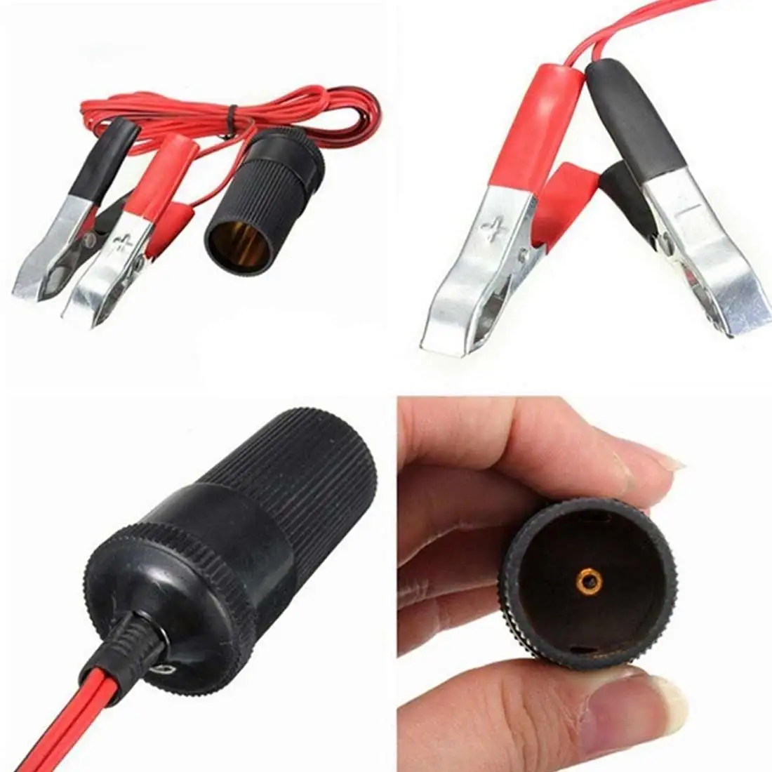 12V Clip-on Cigarette Lighter Power Socket Battery Terminal Adapter Car Plug Car Accessories