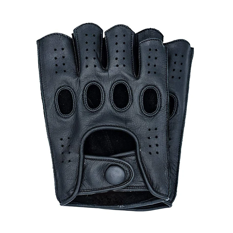 New Arrival Mens Leather Gloves Driving Unlined Goatskin Half Finger Gloves Fingerless Gym Fitness Gloves Mittens Free Shipping next mens gloves