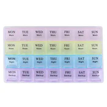 

Portable 7 Days 28 Compartment Lid Tablet Pill Box Holder Medicine Storage Organizer Case Container For Healthy Care