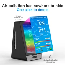 Dm73b tuya wifi 4.3 Polegada display led pm2.5 pm1.0 pm10 temperatura umidade co2 hcho tovc detector multifunções detectar ferramenta