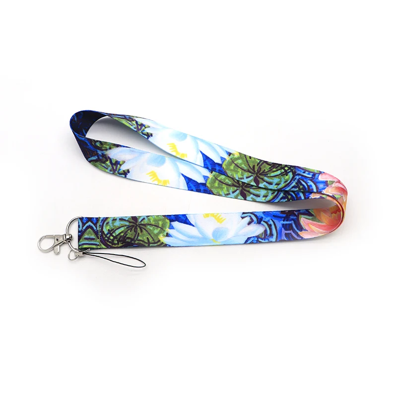 Van Gogh Lotus Flowers Art for Keychain ID Card Pass Phone Badge Holder Hang Rope Lariat Ribbon Lanyard Key Holder DC121
