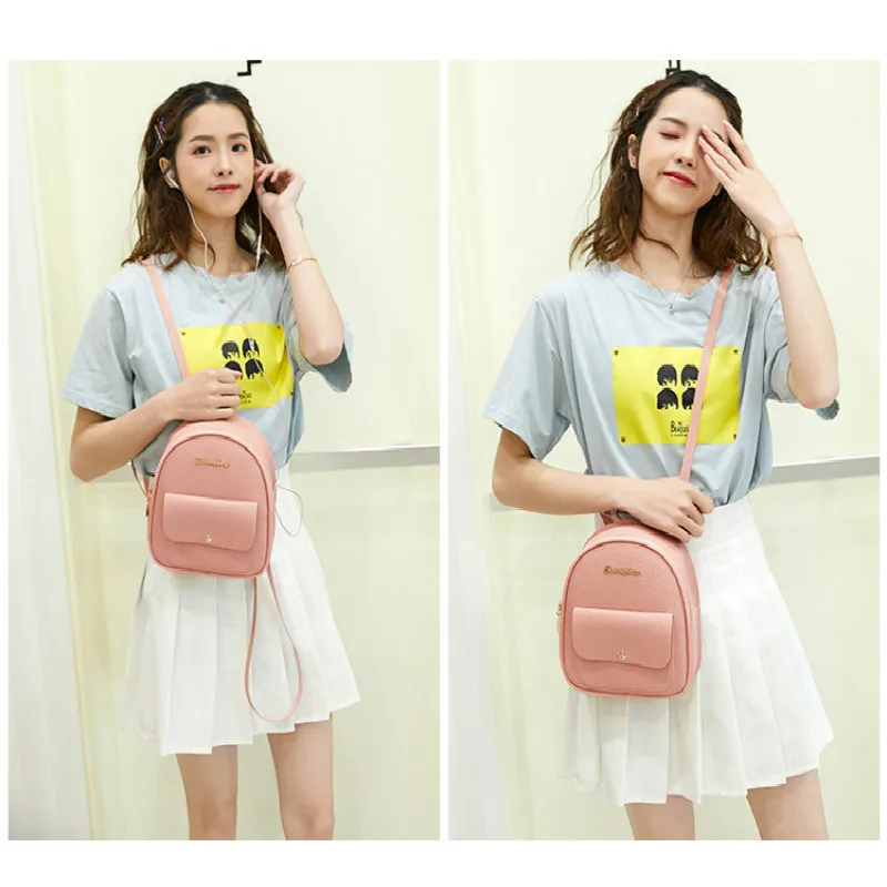 Mini Backpack Women PU Leather Shoulder Bag For Teenage Girls Kids Multi-Function Small Bagpack Female Ladies School Backpack