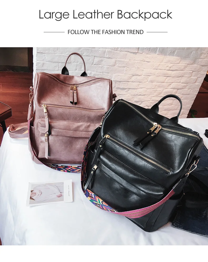 Рюкзаки для девочек Mochilas, женские кожаные рюкзаки, женский рюкзак в консервативном стиле, большой вместительный дорожный рюкзак с твердой спинкой