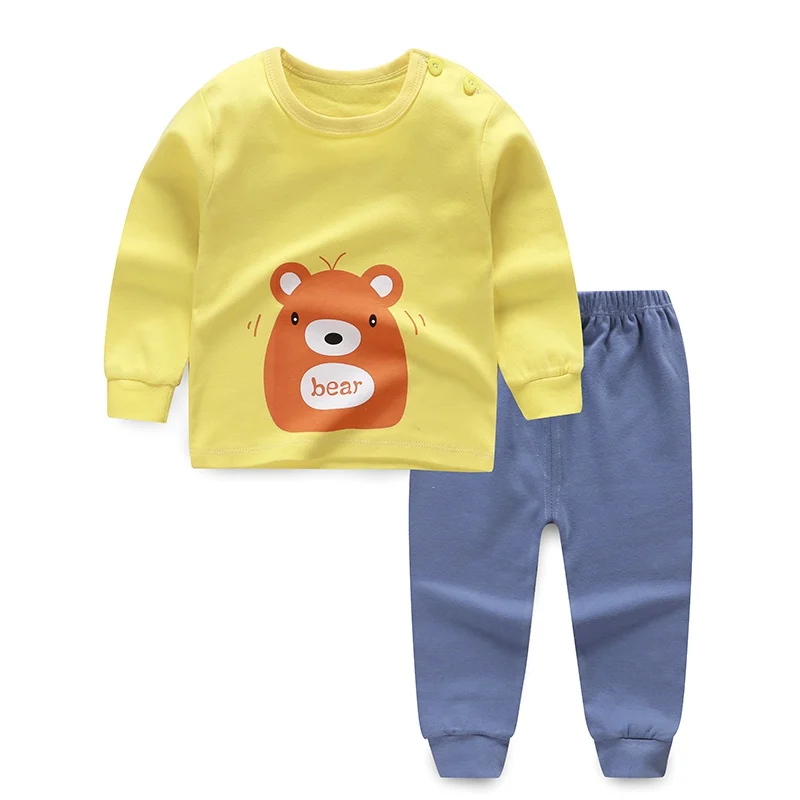 

Autumn Baby Clothes 2pcs Kids Girls Boys Clothes Cartoon Print Sleepwear Set Long Sleeve Blouse Tops T-shirt+Pants Pajamas
