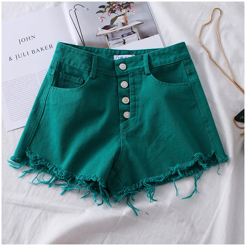Summer Shorts Single Breasted Fashion Flash Jeans Female High Waist Denim Summer Ripped Jeans for Women
