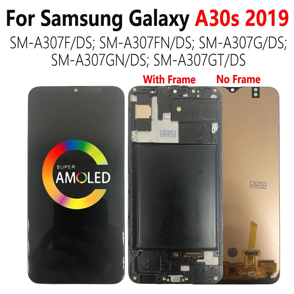 Super AMOLED A30s A307 ЖК-дисплей с рамкой для Samsung Galaxy Дисплей SM-A307F / DS A307FN экран сенсорный
