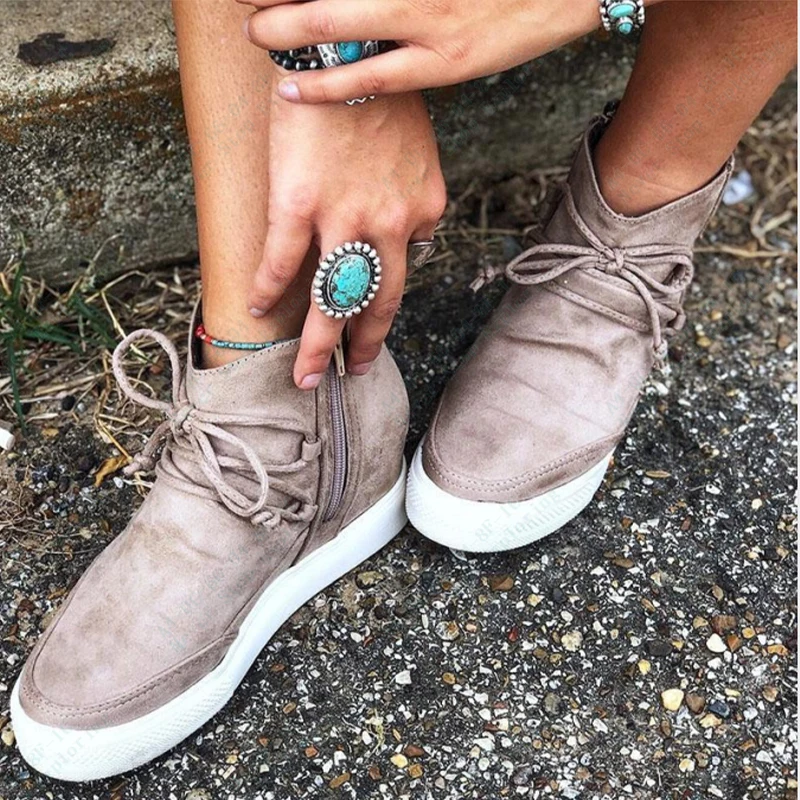 Women Leopard Ankle Boots Woman Height Increasing 2020 Big Size Winter Platform Shoes Female Casual Footwear Women