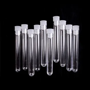 

10Pcs/lot Plastic Transparent Laboratory Test Tubes With Lids Vial Sample Containers