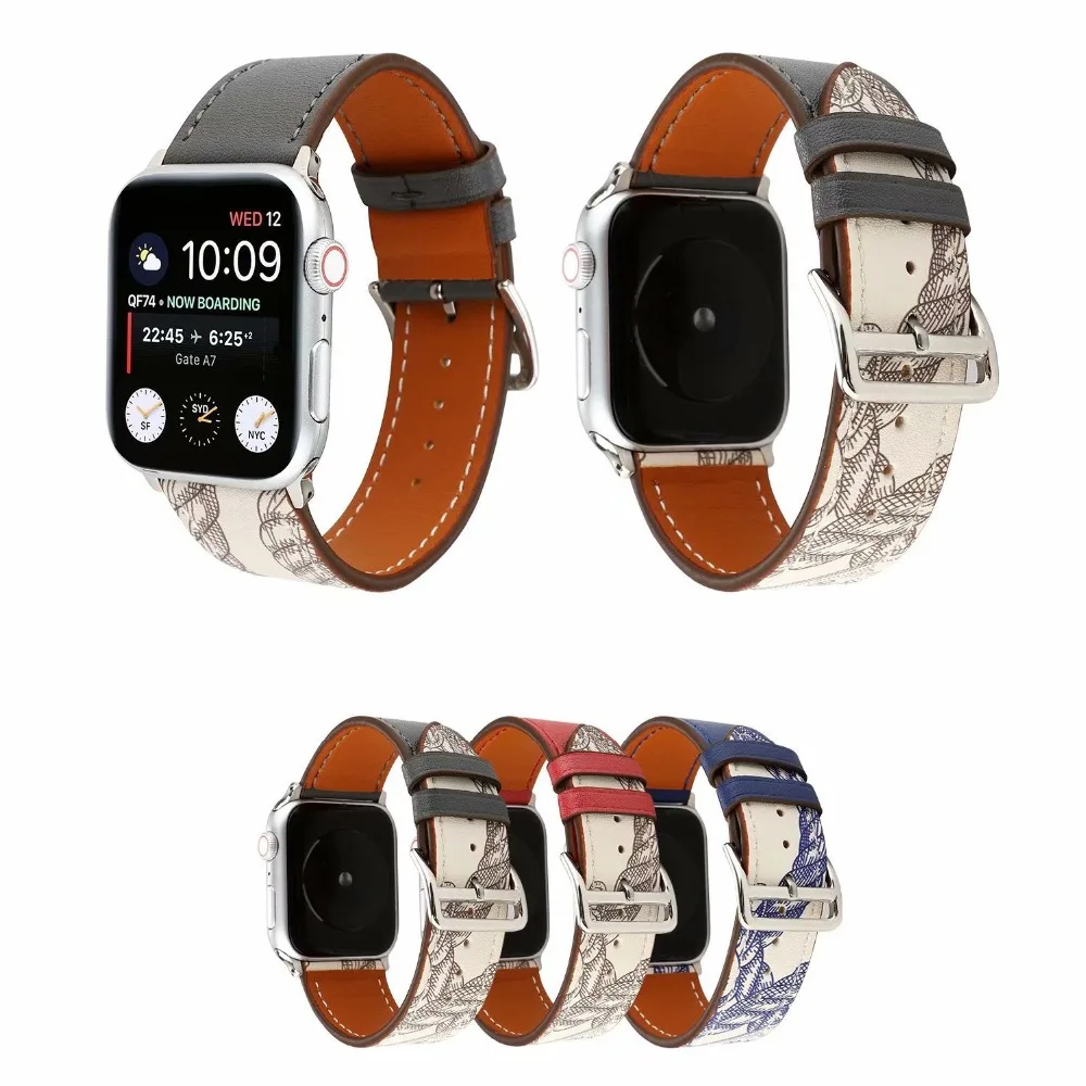 Коровья кожа двойной тур ремешок для Apple Watch 5 Группа 44 мм iwatch серии 5 4 3 2 1 Смарт 42 мм петля 38 мм Браслет замена 40 мм