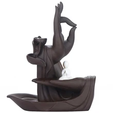 Censer домашняя декоративная пластина фиолетовая глина ароматерапия, орнамент для гостиной задний поток Крытый ручной работы Будда ручной ладан горелка