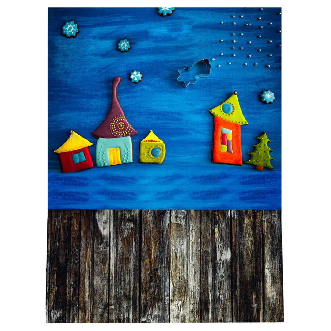 3x5FT Wood Star Ningt Blue Child Photography Backdrop Studio Background Prop