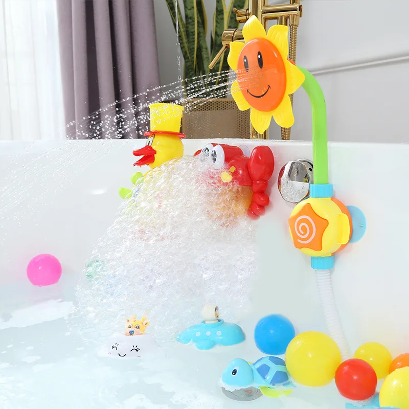 Детская игрушка для ванны, электрическая ванна для купания, душ с подсолнухом, спрей для воды, забавная игрушка для купания, игрушки для ванной комнаты, летний купальный костюм