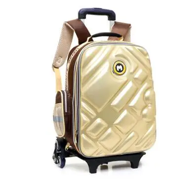 3D сумка на колесиках для мальчиков, школьная Детская сумка на колесиках, детская дорожная сумка, 6 колесиков, рюкзак-тележка для школы - Цвет: 6 wheels yellow
