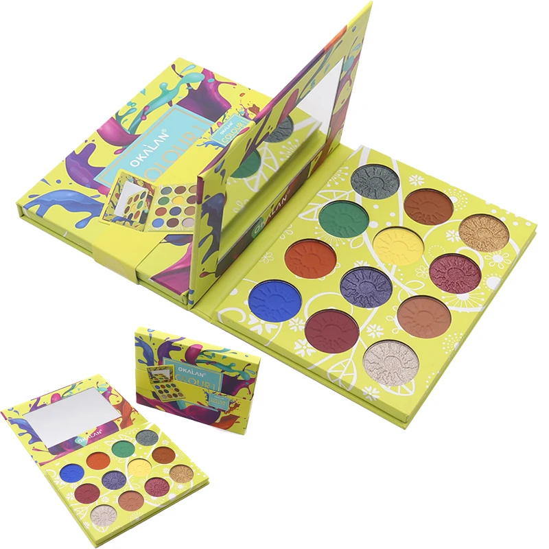 

12 Color Branded High Quality Book style Package Eye Shadow Palette Bundle Pressed Pigment Palette for Makeup