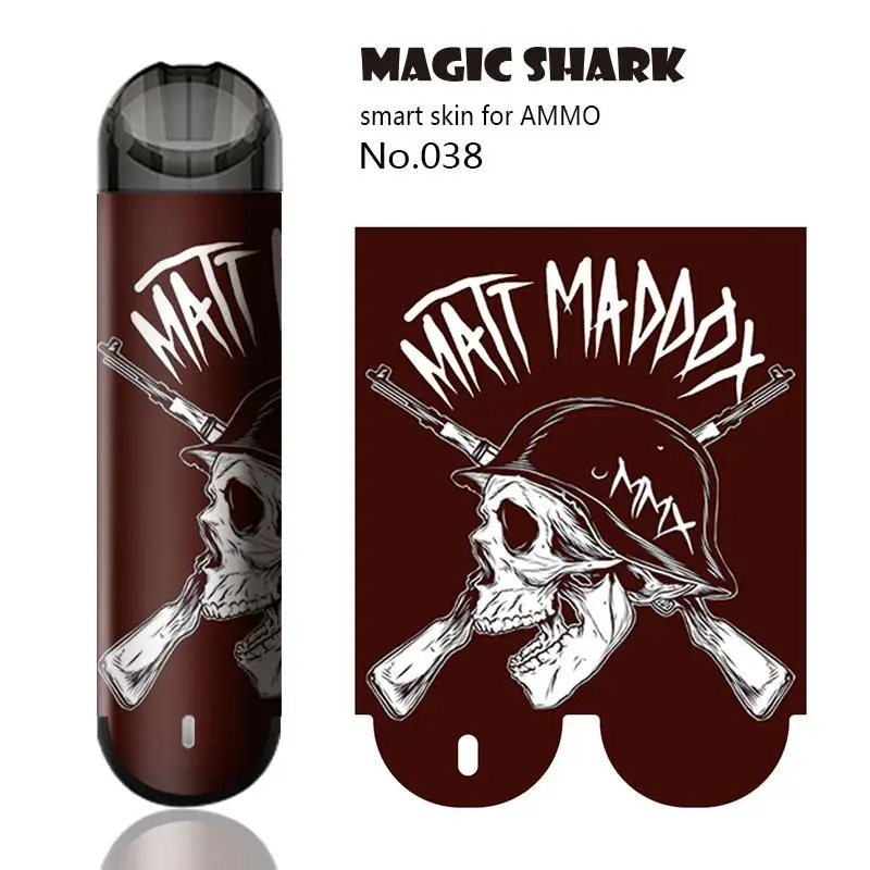Волшебная Акула мода ПВХ 2.5D водонепроницаемый ультра тонкий железный человек лист темный череп кожи чехол самоклеящаяся пленка для патроны не выцветает 034-046 - Цвет: 038