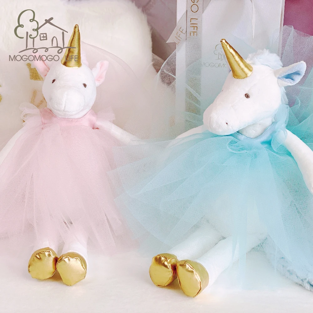 Plush Ballerina Unicorn Toy In Tutu Newborn Baby Princess Doll Mogomogo Super Golden Horn Horse Stuffed Animals for Girl спирея японская голден принцесс spiraea japonica golden princess 1 шт