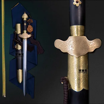 

Handmade folded steel short straight chinese sword Manual copper clad Carving Eight sides sword sharp knife