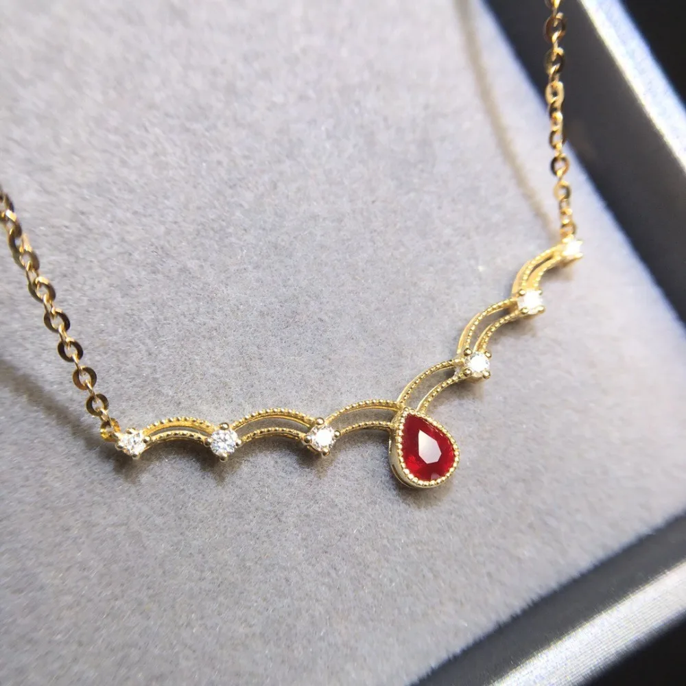 Рубиновое ожерелье 0.4ct изысканные драгоценности 18K золотые ювелирные изделия настоящий бриллиант красный рубин драгоценные камни женские классические бриллианты ювелирные изделия ожерелье s