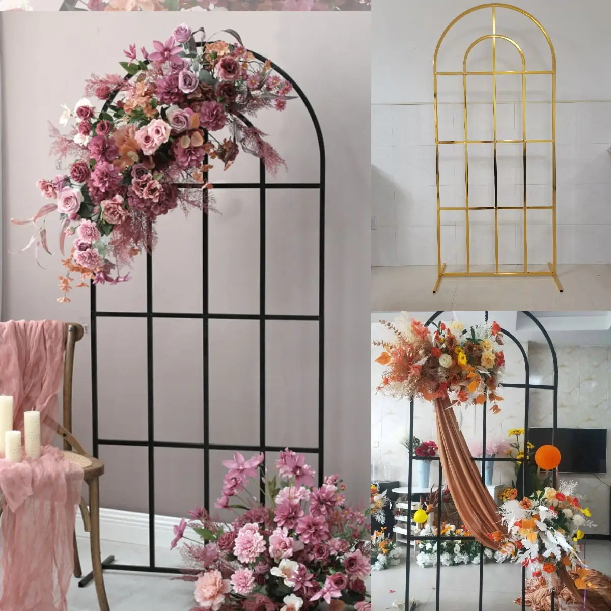 

Outdoor Lawn Wedding Welcome Screen Iron Frame Stand Flower Arch Birthday Balloon Rack Party Stage Backdrops Fabric Show Shelf