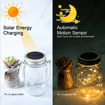 

5PCS Waterproof Garden Decoration Light Solar Powered LED String Creative Mason Jar Hanging Lantern Landscape Solar Lamp