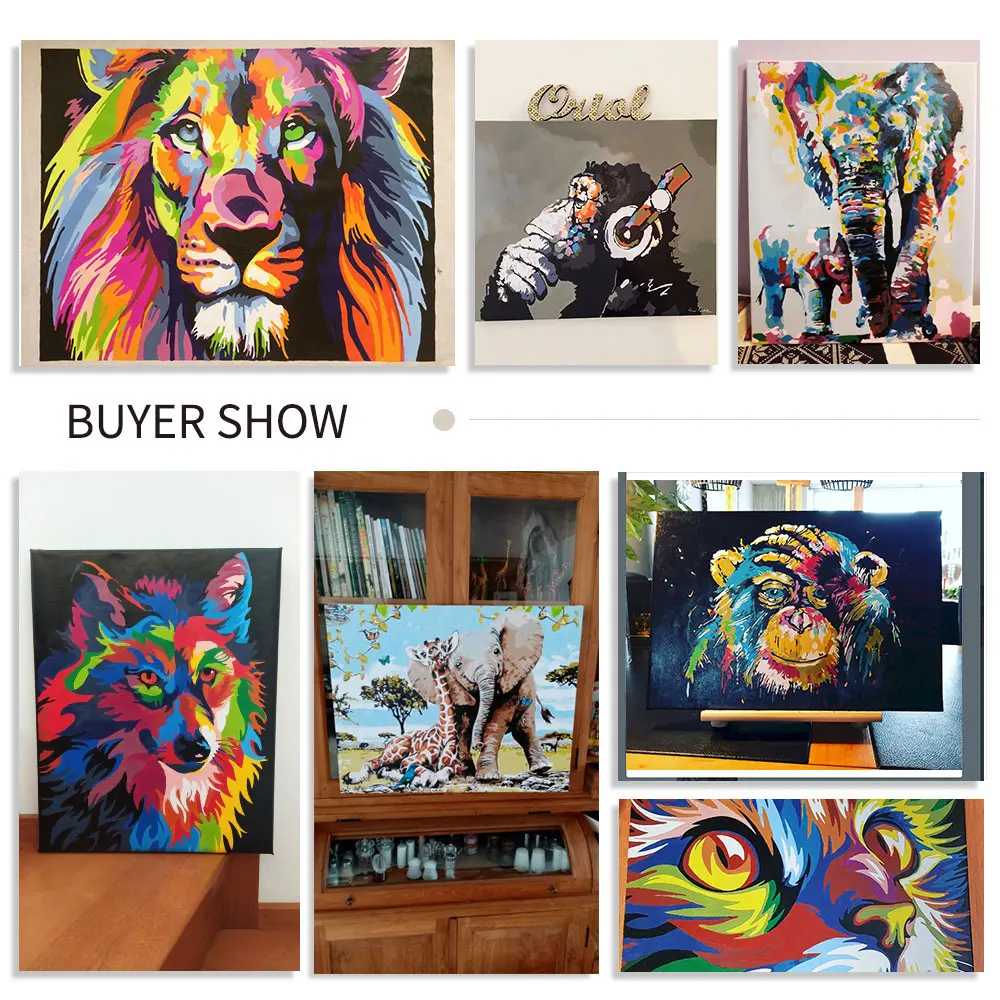 GATYZTORY 60X75cm Frame DIY Painting By Numbers Forest Animal DIY Paint by numbers On Canvas Home Decor Digital Painting 2