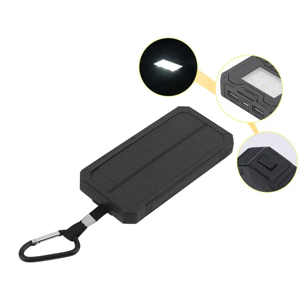 

Portable Dual USB Port Solar Powered Power Bank SOS Camping Battery Power Supply Charger For Mobile Phones