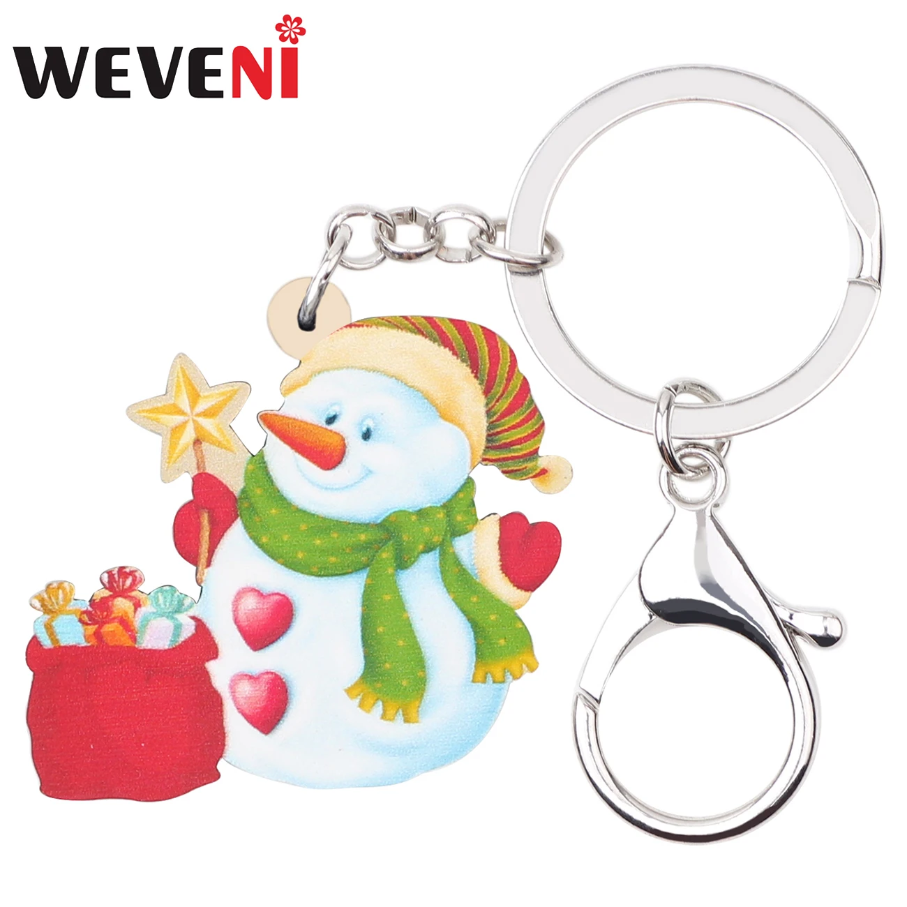 WEVENI акриловые Рождественский зеленый снеговик с шарфом подарок брелок для