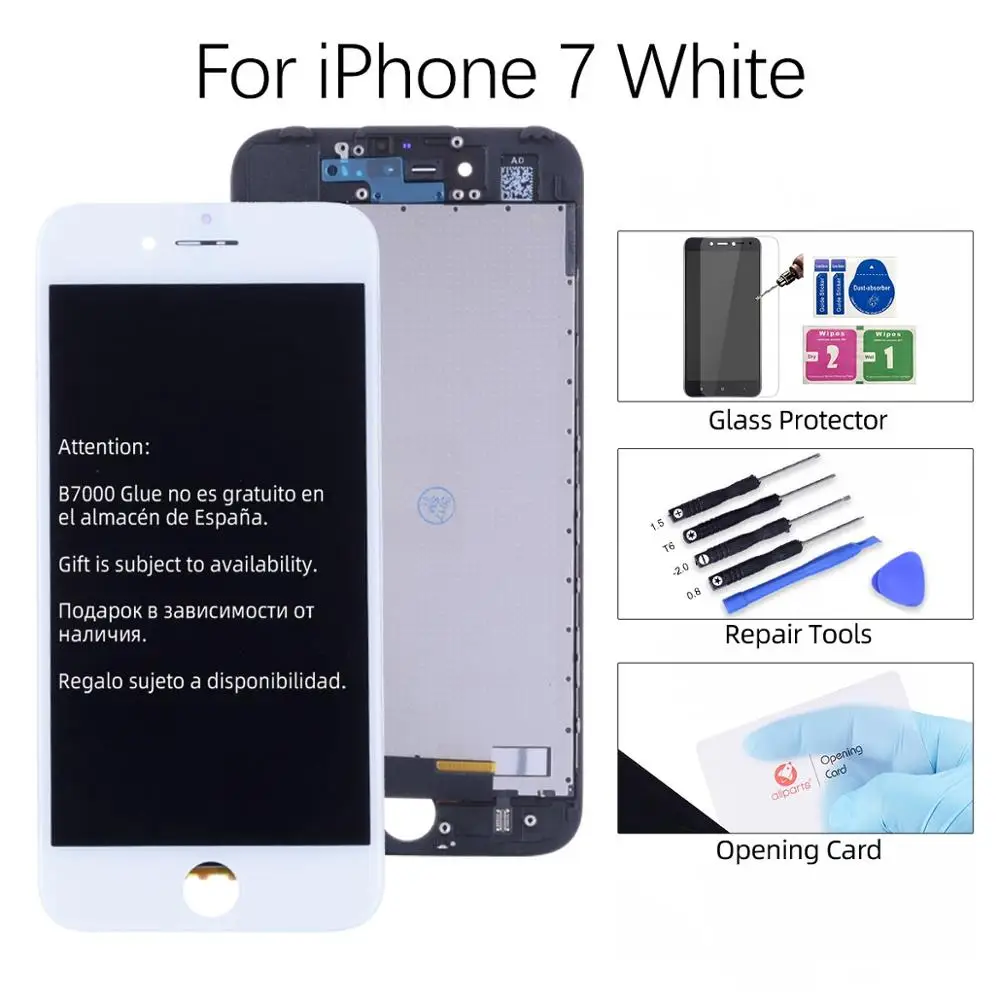 For iPhone 7 White Grade AAA OEM Дисплей для iPhone 6 6S 5S 7 6 Plus в сборе с тачскрином на рамке черный белый - Цвет: For iPhone 7 White
