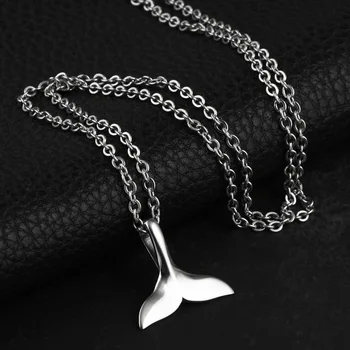 

Hip Hop Fashion Whale Single Tail Pendants Necklace Titanium Steel Dolphins Whale Fish Tail Necklace Pendants For Men Women