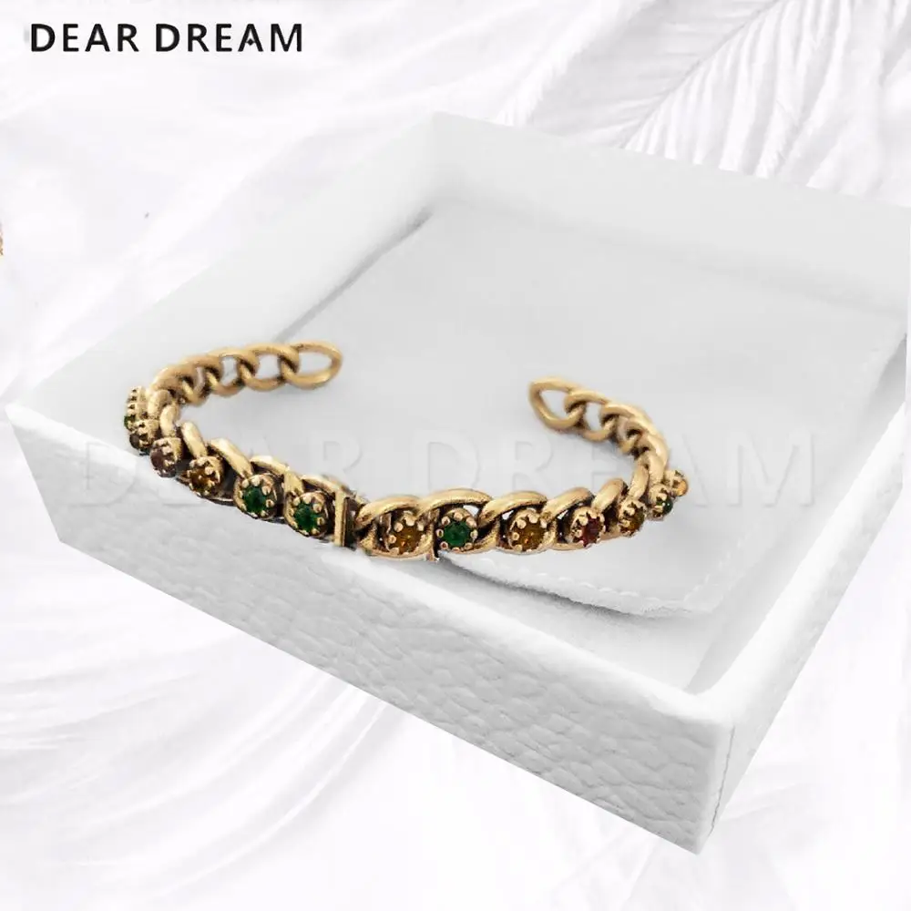 

Fashion Luxury Metal Colored Zircon Brand Letters Open Bracelet Jewelry 2019 Beautiful Accessories Gift Women Party Wedding Gift