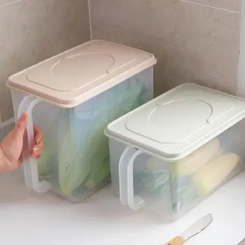 

Kitchen Storage Containers with Handle Food Container Clear Rice Box Case Refrigerator Organizer Keep Fruits Meat Fish Fresh