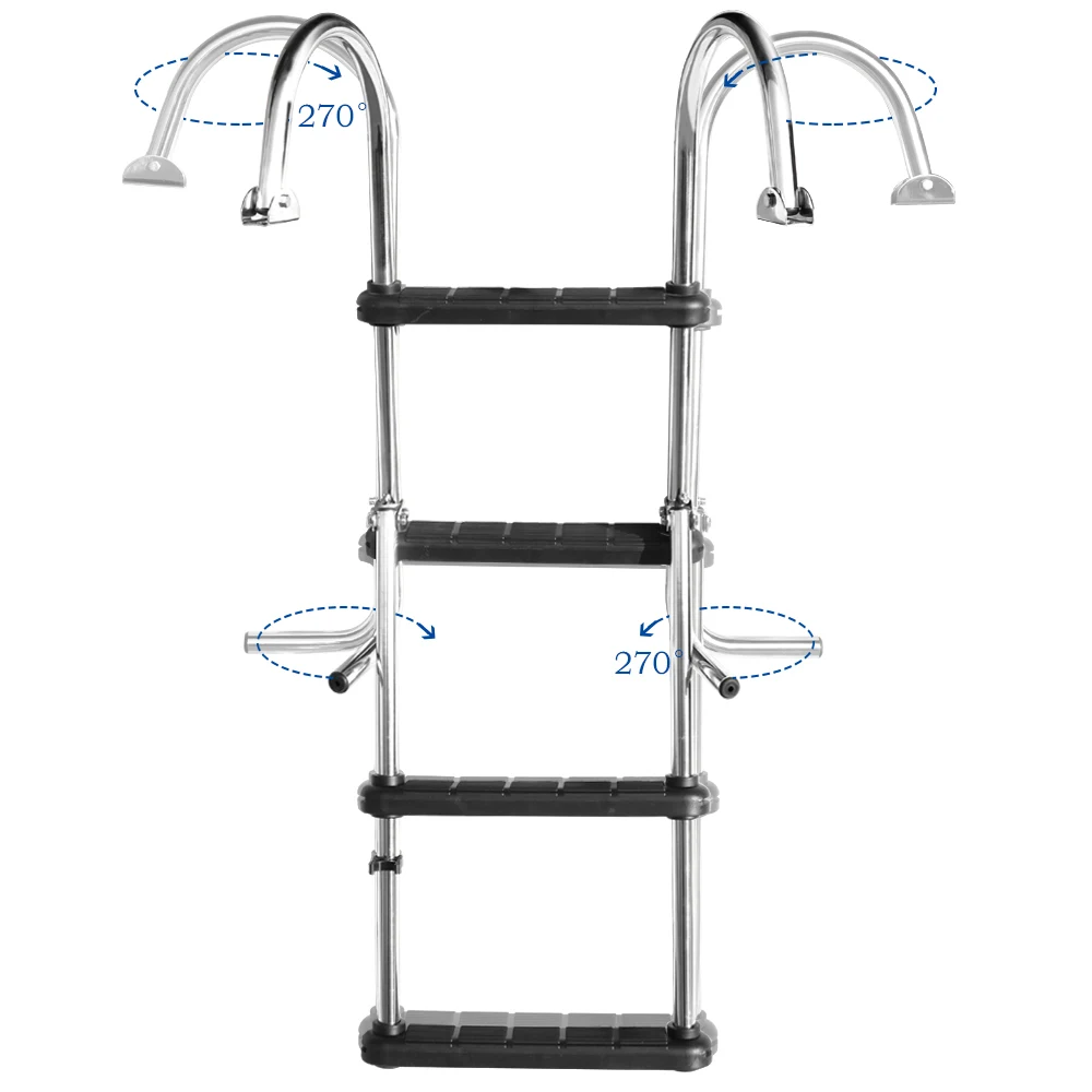 Boat Accessories Marine Escalator 4 Step Telescoping Boat Ladder Stainless Steel Inboard Rail Dock Siwmming Ladder household aluminum alloy attic ladder ten step escalator indoor and outdoor thickened engineering ladder mobile folding teles