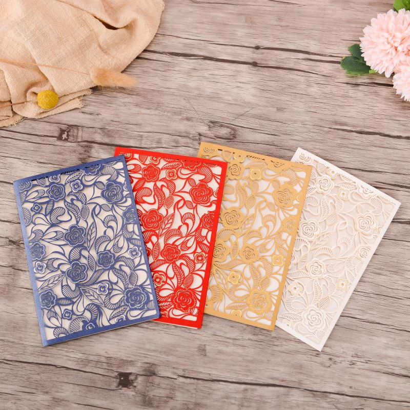 

50pcs Laser Cut Wedding Invitations Card Lace Flora Elegant Greeting Cards Customize Wedding Decoration Party Favor Supplies