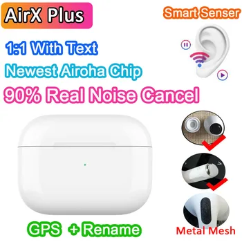 

AirX Plus TWS Wireless Bluetooth Earphone With Text Really 90% Active noise cancel 1:1 Air 3 Top Sound PK i90000 MAX i900000 PRO