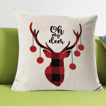 

Christmas Print Linen Pillowcase House Soft Throw Pillow Case Cover Core Cotton Polyester Cushion for Home Sofa Car Decor