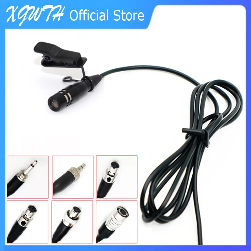 Fermacravatta Microfono Con Risvolto Microfono Lavalier Nero Unidirezionale Per Shure Sennheiser Akg Mipro Audio Technica 4Pin 3Pin Ta4F 3.5Mm