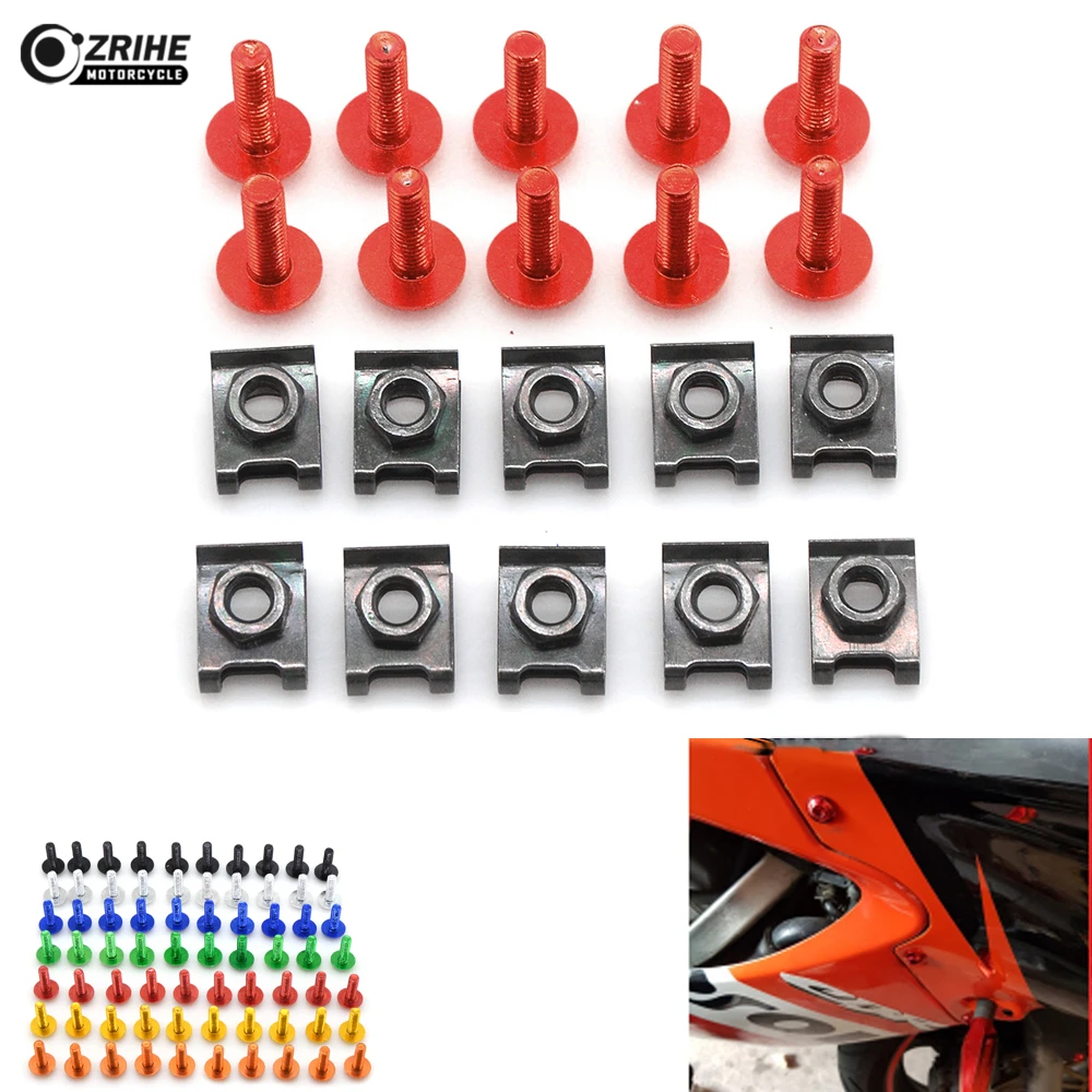 

10 pcs 6MM CNC Universal Motorcycle Accessories Fairing body work Bolts Screws For SUZUKI GSX-R600 GSX-R750 GSX-R1000 GSX-R1000R