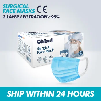 

100PCS 3 Layer Medical Surgical Face Mask Anti PM2.5 Influenza Masks for germ Protection Face shield Face maske maski