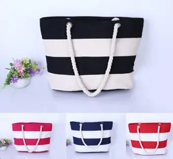 

Women Girls Student Mami Bag Striped Large Capacity Canvas Shoulder Bag Casual Tote Handbag