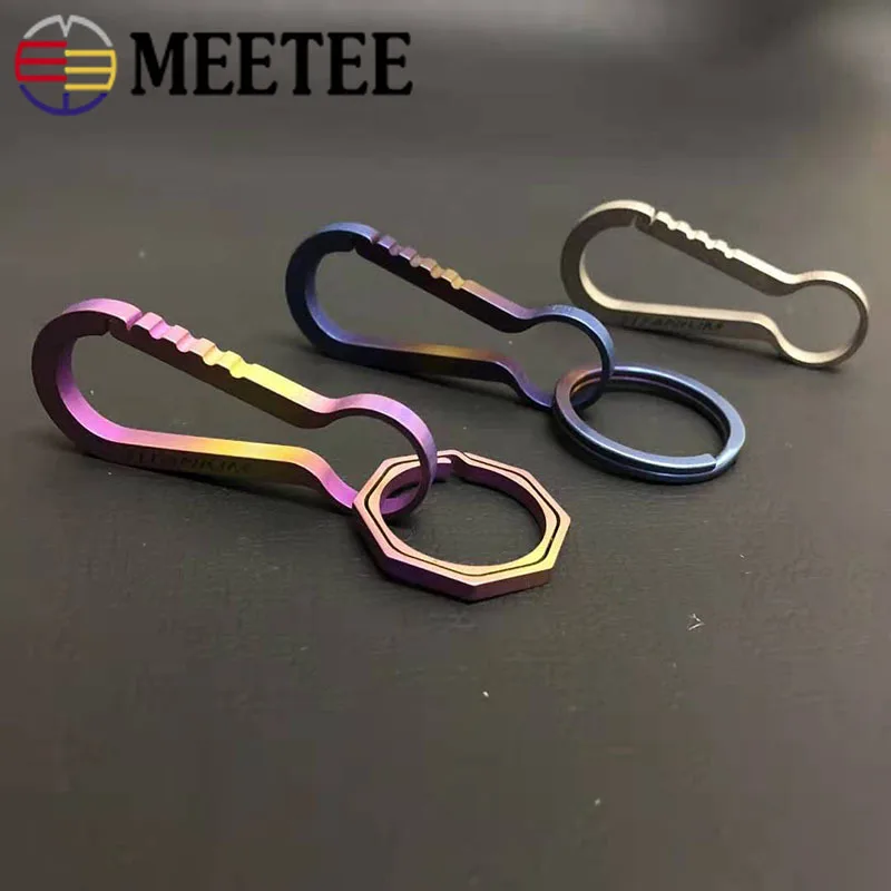 Meetee 40x16mm/60x25mm Titanium Buckle O Ring Key Chain Outdoor Hang for Belt Car Key Pendant Decoration Accessories BF288