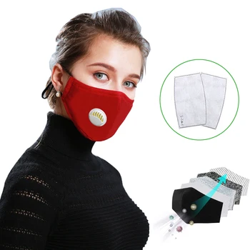 

Fashion Unisex Cotton Breath Valve PM2.5 Mouth Mask Anti-Dust Anti Pollution Activated carbon filter respirator Mouth-muffle