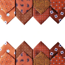 New Printed Orange Mens Ties Neckties Skinny Tie Pattern Dress Necktie Fashion Gravatas Para Homens Slim Suit Gift For Men LD05