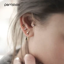 Peri'sBox геометрические молнии маленькие сережки стерлингового серебра 925 Серьги гвоздики кубический циркон минималистичные серьги для женщин Сияющие